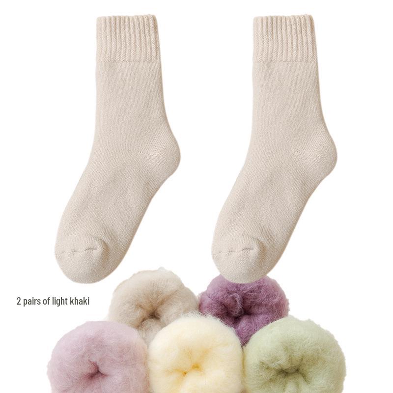 Dámské fleecové ponožky střední délky Zhuji - Silný samet, teplé a pohodlné na podzim/zimu, ideální na spaní nebo lenošení