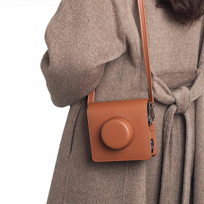 For Instax Wide Evo Camera Retro Camera Bag Protective Case Pu Leather Cover With Shoulder Strap Storage Protective Bag