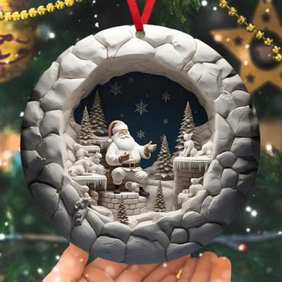 Weihnachtsschmuck zum Aufhängen, Weihnachtsbaum, Weihnachtsmann-Anhänger, 2D, flache Acryl-Baumdekoration für das Einkaufszentrum