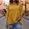 Damenmode, lässig, Sommer, Frühling, einfarbig, bedruckt, 3/4-Ärmel, O-Ausschnitt, Blusen und Hemden