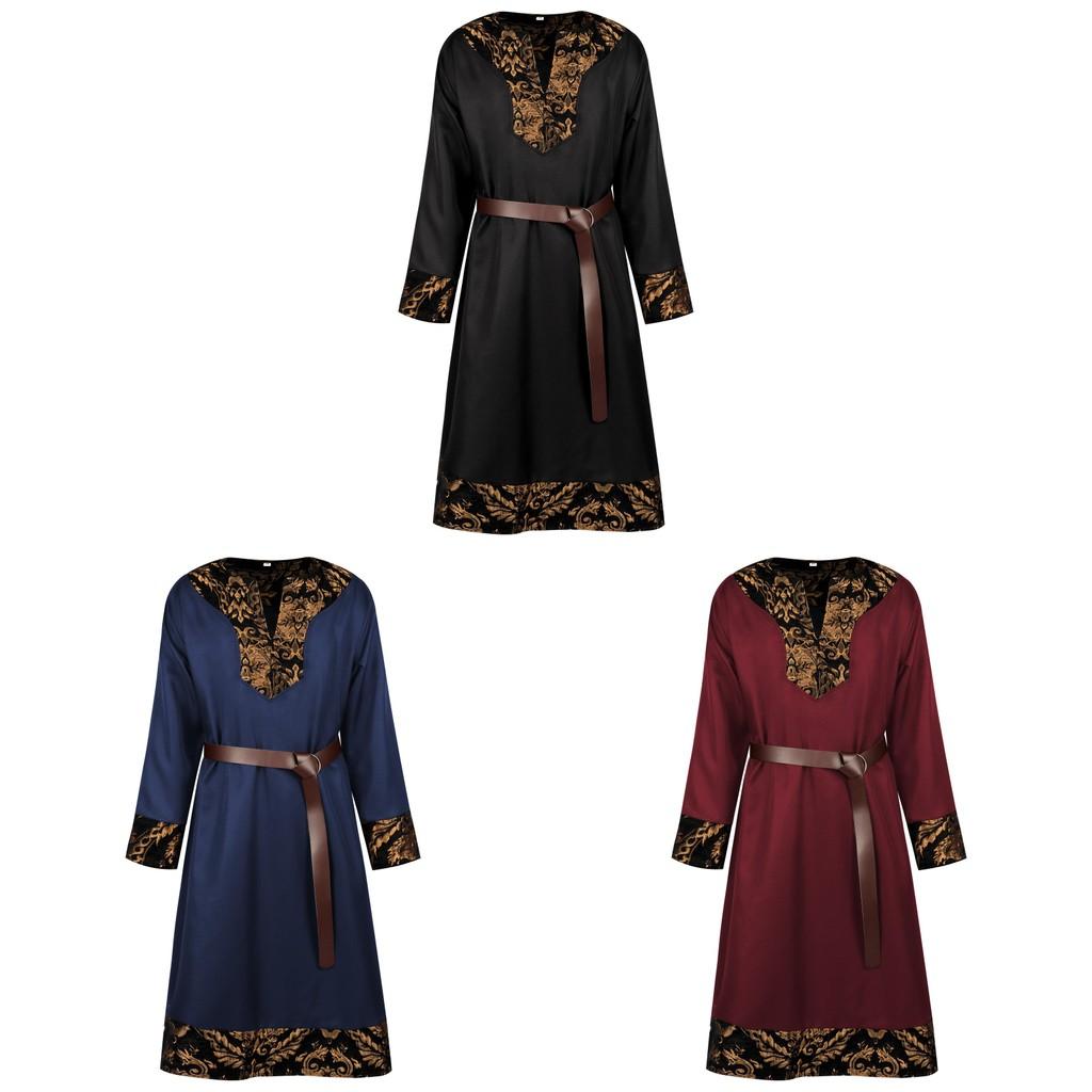 Ages Middle Renaissance Viking Warrior Coat Print Design Costume Party Halloween