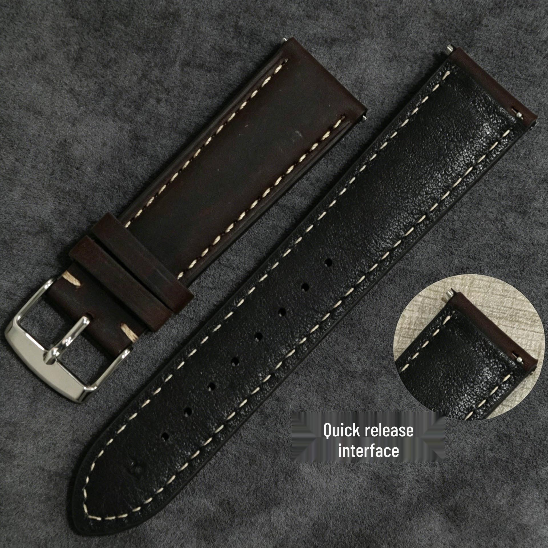 Retro Unisex Genuine Leather Cowhide Watch Strap 22mm