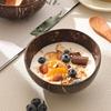 Coconut Bowl with Wood Spoon Natural Dinnerware Handmade Food Safe Bowl for Oatmeal