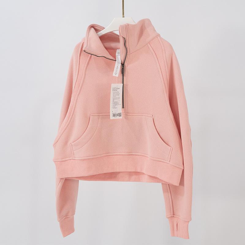 Women's High Collar Thick Sweater: Long Sleeve, Half-Zip, Loose Fit for Jogging, Fitness & Yoga In Autumn and Winter.