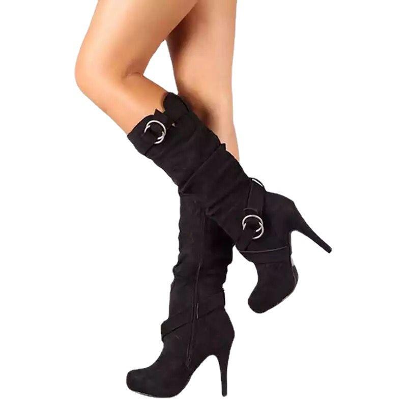 Sexy Knee High Women Boots Thin High Heel Round Toe Platform Fashion Ladies Pu Leather Boots Size 34-43 Lady Shoes