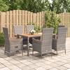 Vidaxl 7-Cz. Gartenmöbel-Set mit Kissen, Grau, PE-Rattan