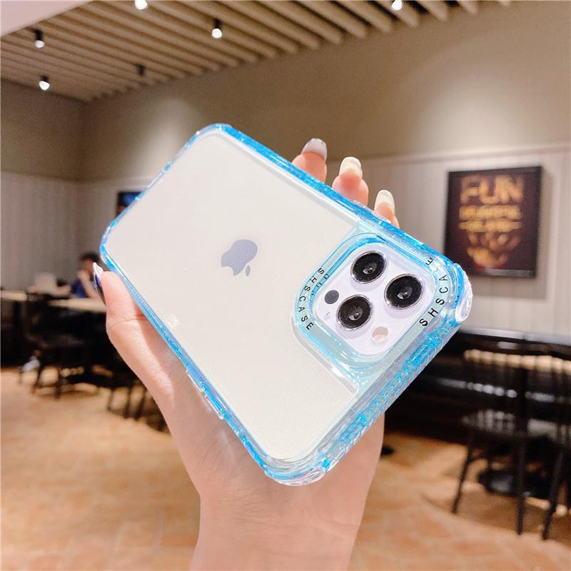 Shockproof Frame Transparent Phone Case For Iphone 14 13 11 12 Pro Max Xs X Xr Max 14plus Candy Color Clear Soft Tpu Back Cover