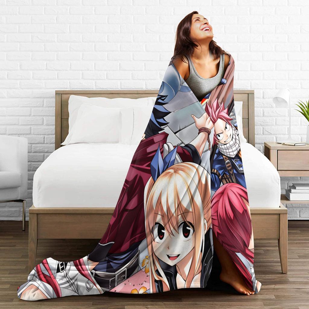 Fairy Tail Warm Soft Blanket Japanese Anime Travel Plush Throw Blanket Aesthetic Couch Chair Flannel Bedspread Sofa Bed Cover