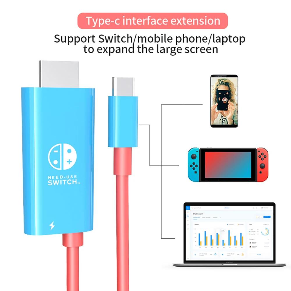 4K 1080P Type C To HDMI Cable for Nintendo Switch with 100W PD Charging Compatible with Laptop Tablet Mobile Phone Steam Deck