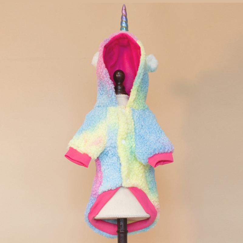 Adorable Unicorn-Shaped Two-Legged Suit for Cats And Dogs Color Block Changeable Pet Clothes for Small Animals