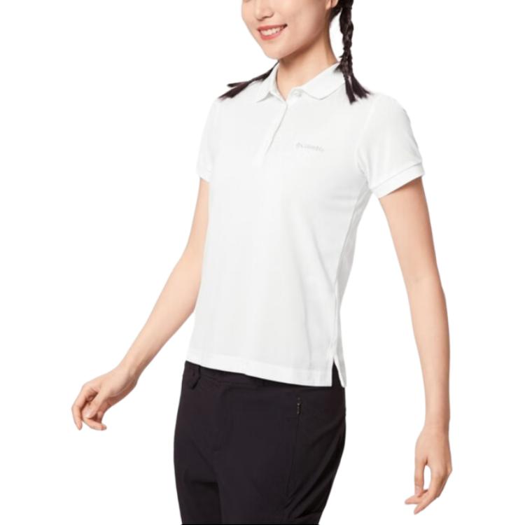 Columbia Logo Print Polo Shirt Women tops White AR1470-100
