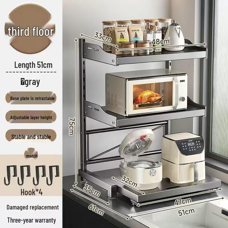 Multi-Functional Kitchen Microwave and Rice Cooker Storage Rack