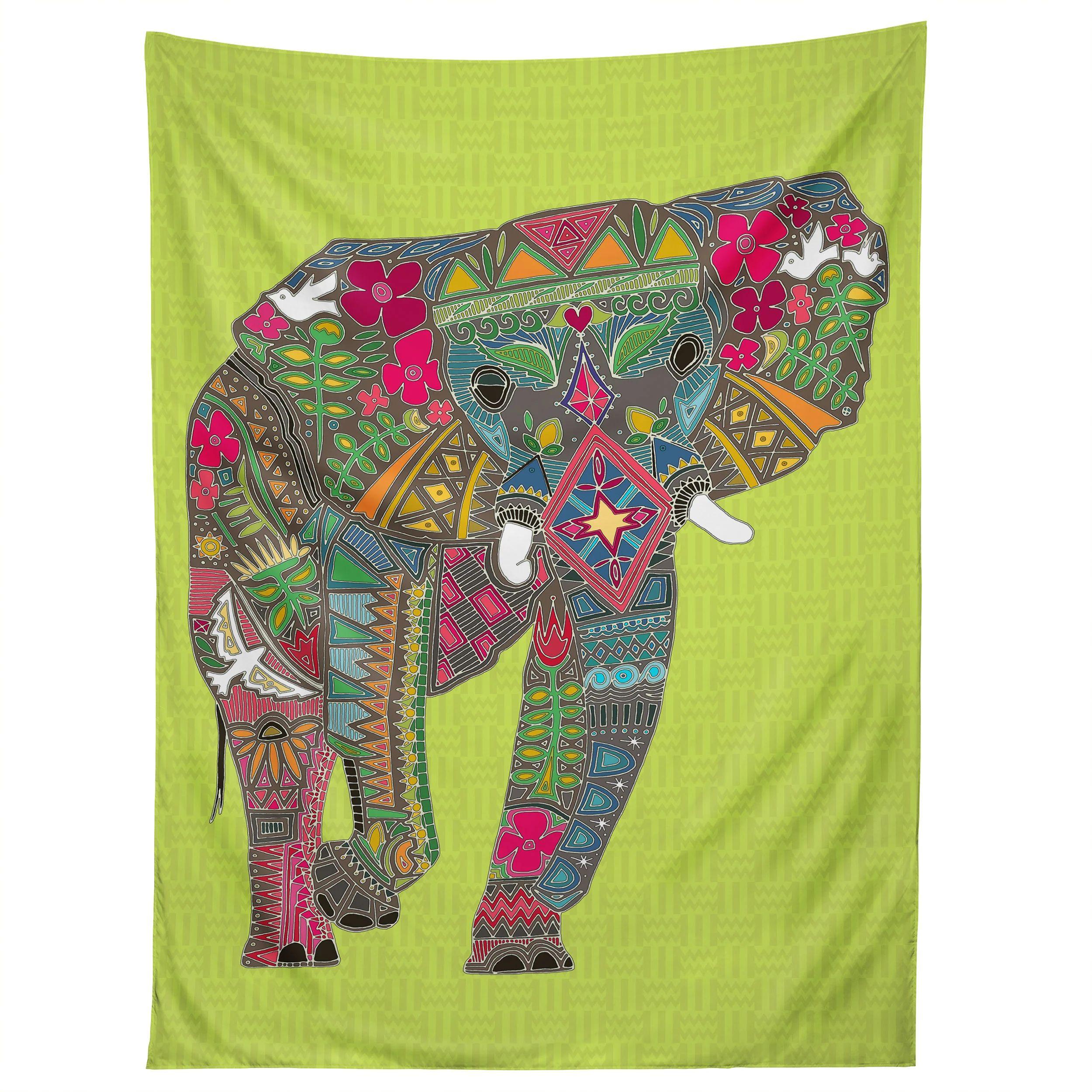 Tapestry Painted Elephant Chartreuse 75x100 чёрный