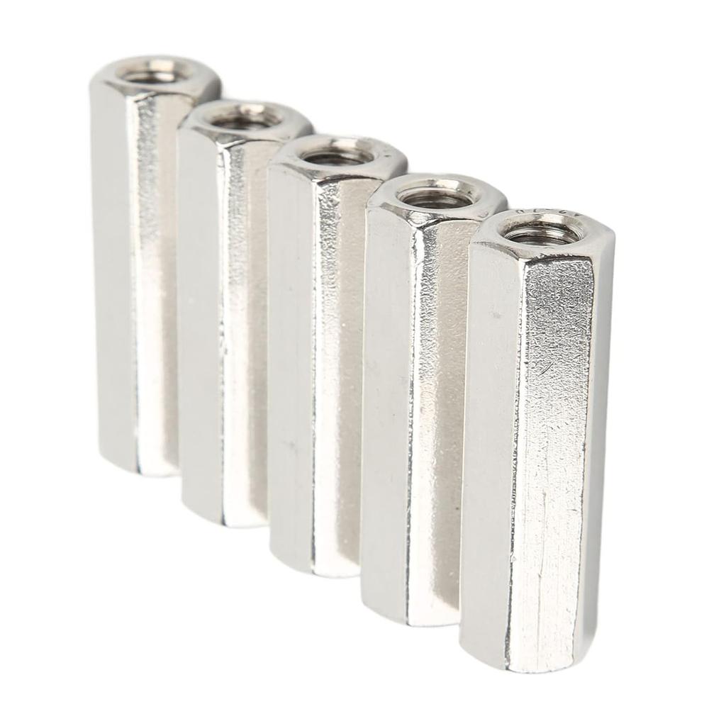 5 Pcs Hex Coupling Nut M10 X 1.5 Female Thread 17mm Outer Diameter 60mm Length Nuts Connector 304 Stainless Steel Silver Rod Coupling Nuts