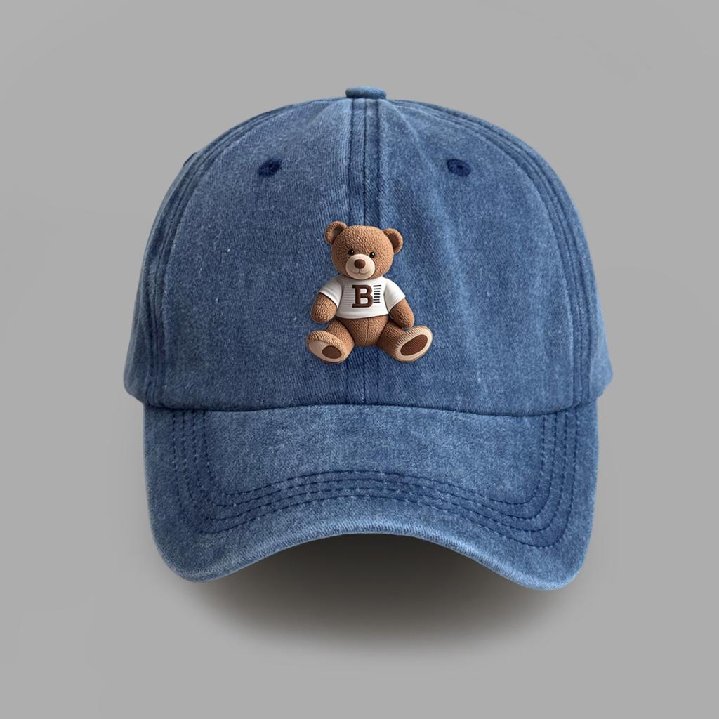 Roztomilá kšiltovka s horkou ražbou medvídka, pánská a dámská, vysokoškolský styl, sluneční klobouk, pár, univerzální kšiltovka, vlna