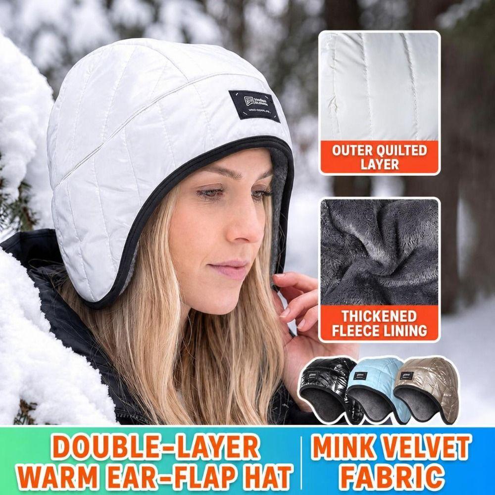 Water Repellent Winter Ear Flap Hat Windproof Quilted Winter Cap New Cold Weather Hat Skiing