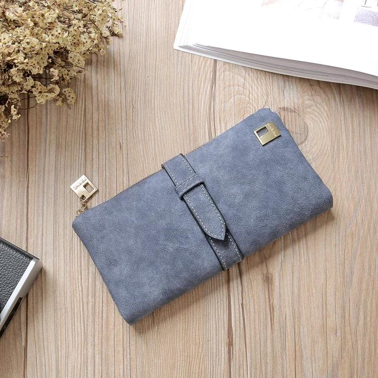Solid Drawstring Nubuck Leather Zipper Long Women Wallet Phone Bag  Wallets Designer Purse Card Holder Clutch
