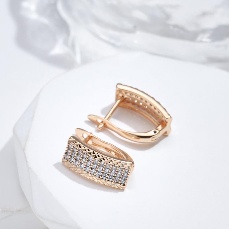 Classic Rectangle Natural Zircon Drop Earrings For Women  Rose Gold Color Ethnic Earrings Vintage Wedding Fine Jewelry