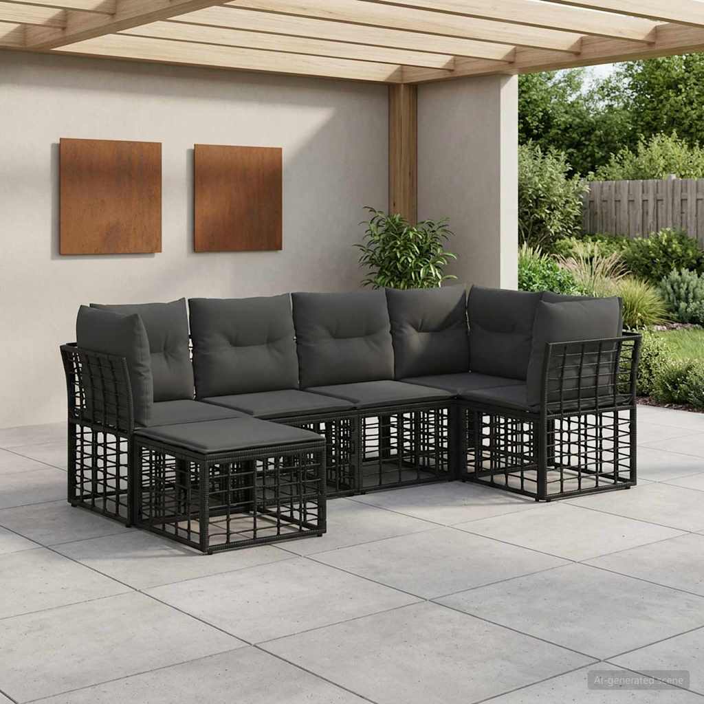 Outdoor Sofa Set Black Polyester