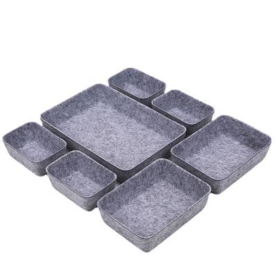 7pcs/set Felt Storage Box Organizer for Office Desk Desktop Organization Accessories Multi-Purpose Felt Fabric Organizer