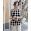 Demana Women's Retro Plaid Sleeveless Cotton Shirt