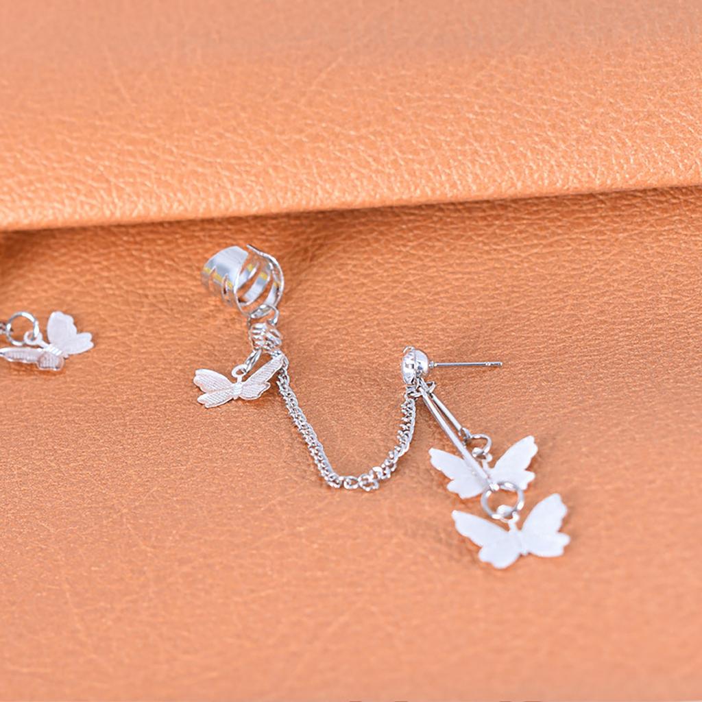 Butterfly Chain Earrings One-piece Ear B One Chain Punk Dark Stud Earrings