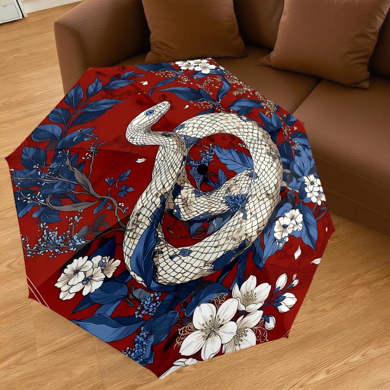 1PC Snake Flowers Umbrella-8-Rib Reinforced Portable Folding Travel Suitable for All Seasons Outdoor Daily Use Is an Ideal Choice -K0416