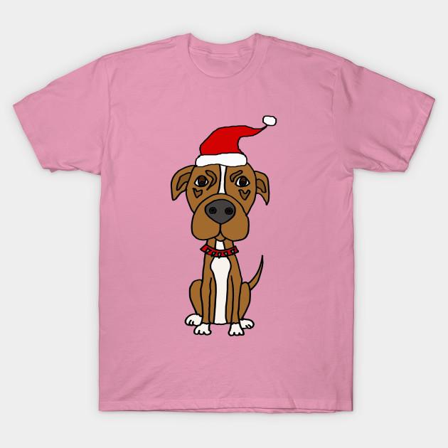 T Shirt Women Cute Pit Bull Wearing Santa Hat Christmas Cartoon Harajuku Print Kawaii Tshirt Summer Short Sleeve Female T-Shirt Top Tee