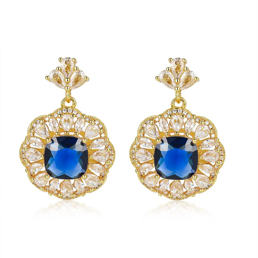 Treasure Pigeon Egg Necklace Luxury High Carbon Diamond Ring Floral Round Pendant Earrings