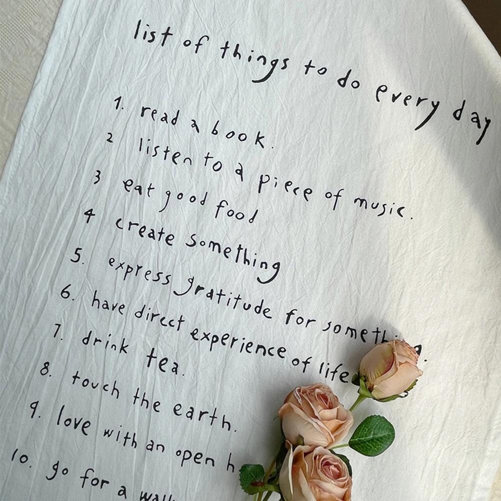 

Ежедневный список Английский Фон Ткань Хлопковая Скатерть Скандинавский Фото Гобелен Подставка Под Таблицы Ins Настольный Коврик Украшения Стола Аксессуары белый