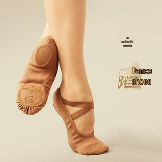 Ballett-dansesko i lerret for barn og kvinner - Myk såle, ensfarget, egnet for yoga og trening