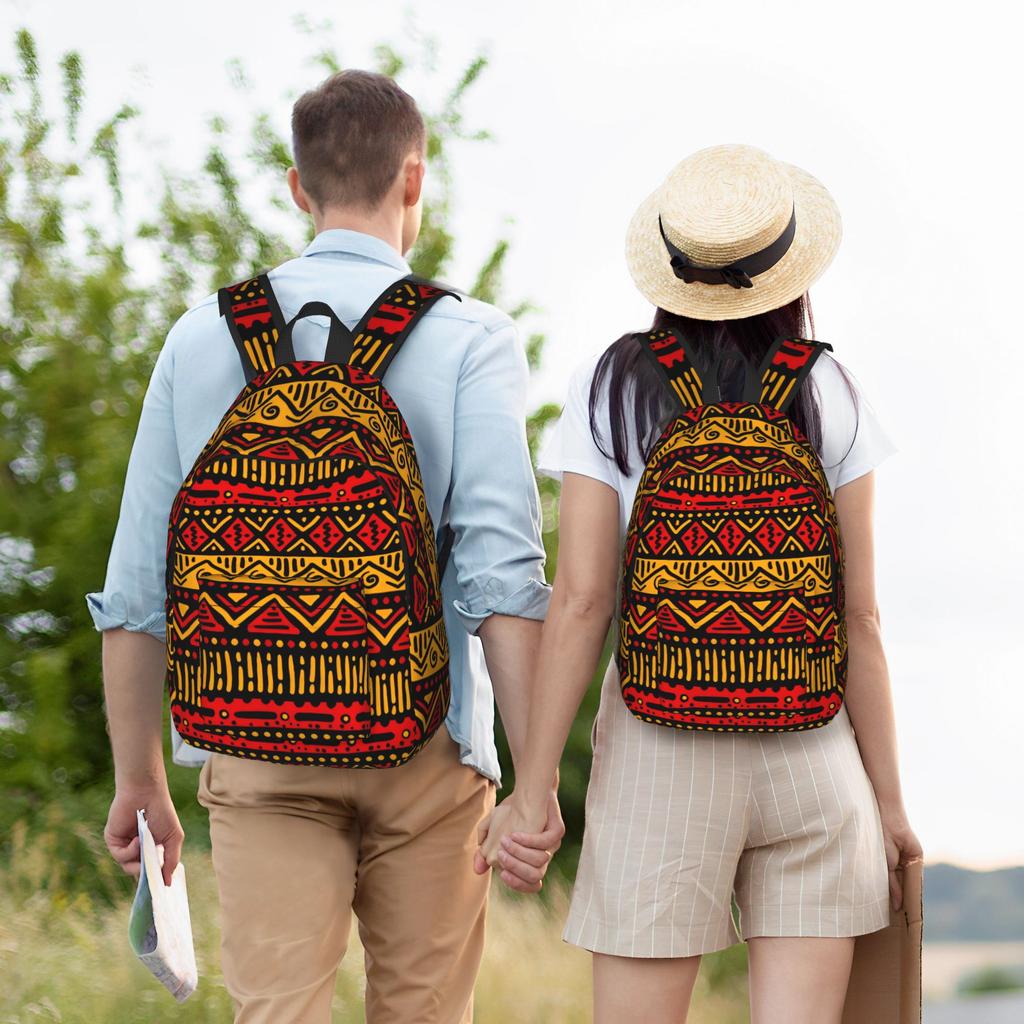 Traditionelles Ethnisches Stammesmuster Cooler Rucksack Outdoor High School Wandern Reisen Tagesrucksack für Männer Frauen Laptop Umhängetasche
