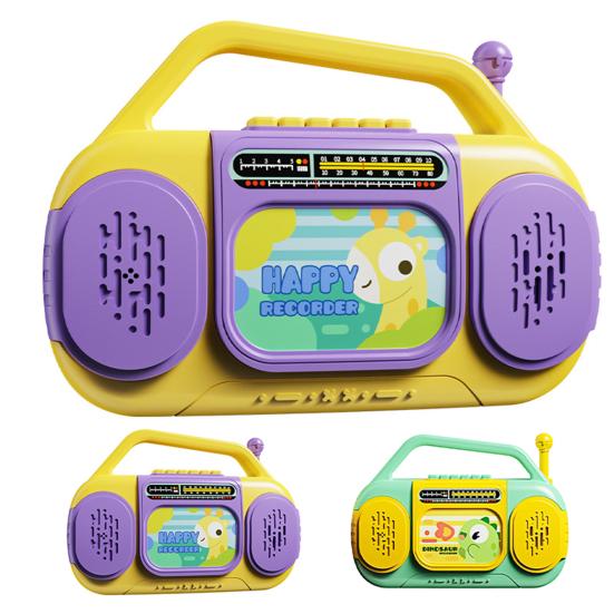 Dětské multifunkční rádiové hračky s hudbou, světlem, nahráváním, 6 anglických písniček, pro batolata, chlapce, dívky, kreslené žirafy, dinosauři, rádiové vzdělávací hračky