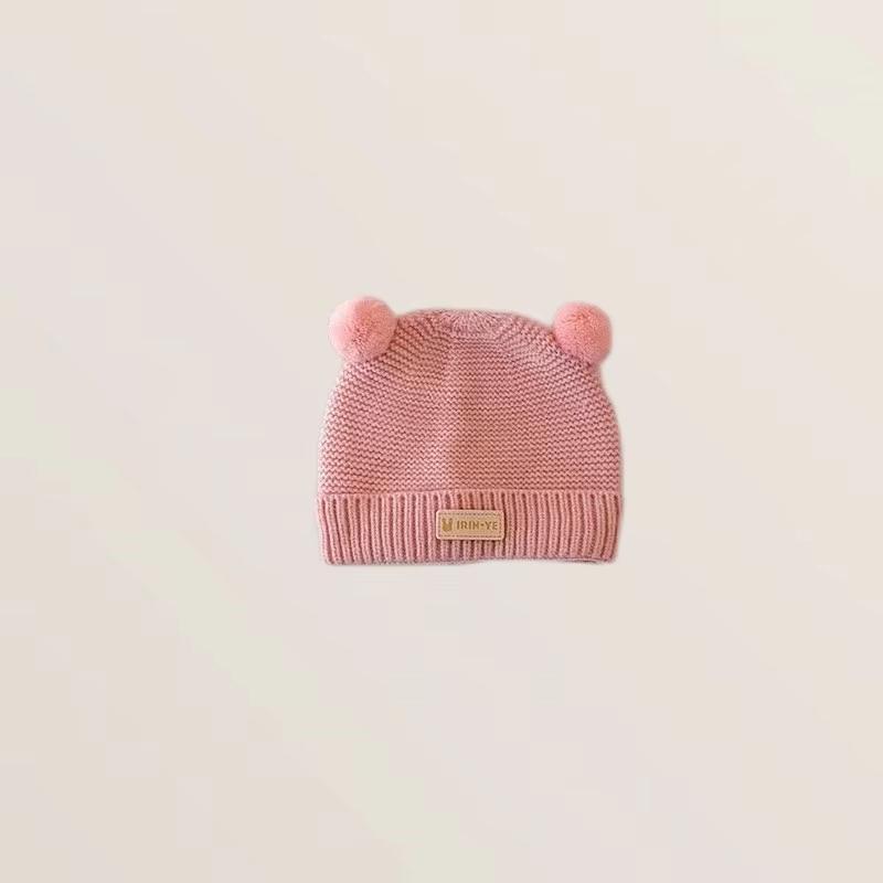 

Милые детские шапки-бини с двойными помпонами, осенне-зимняя вязаная шерстяная теплая шапка для младенцев, мальчиков и девочек, однотонные вязаные шапки-пуловеры крючком розовый
