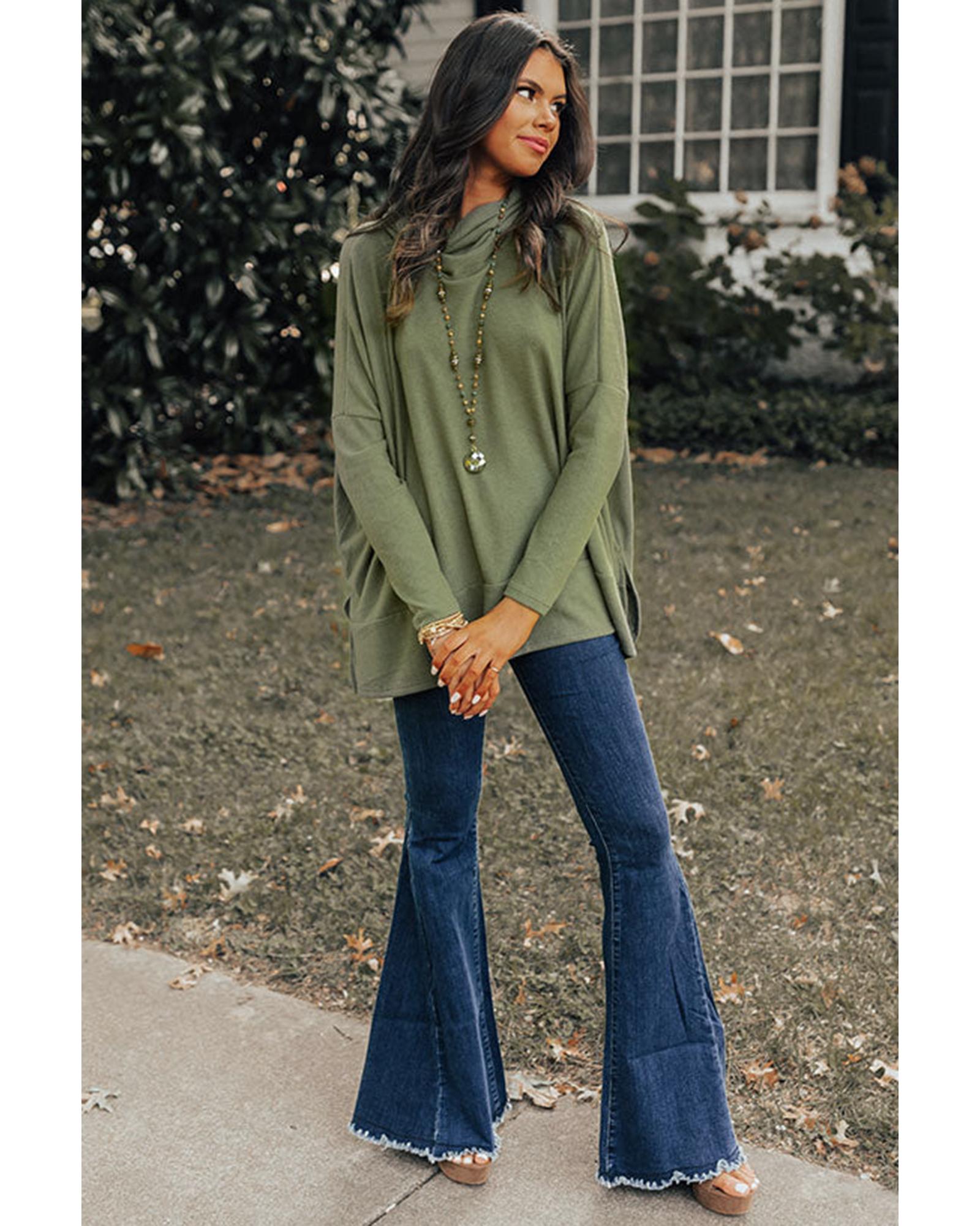 

Azura Exchange Jungle Green Cowl Neck Shift Tunic Top S джунглях зеленый