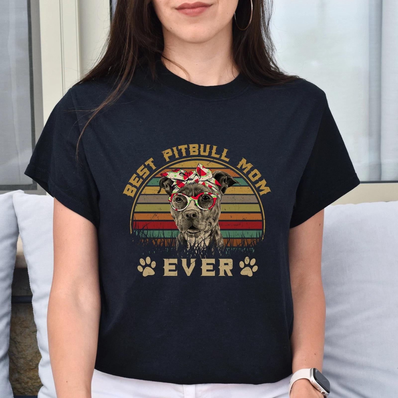 Best Pitbull Mom Ever Unisex T-Shirt gift Pitbull dog owner tee dark heather 4XL