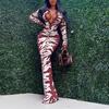 2025 Autumn/Winter Women's Bodycon Lapel Button-Down Printed Long Dress