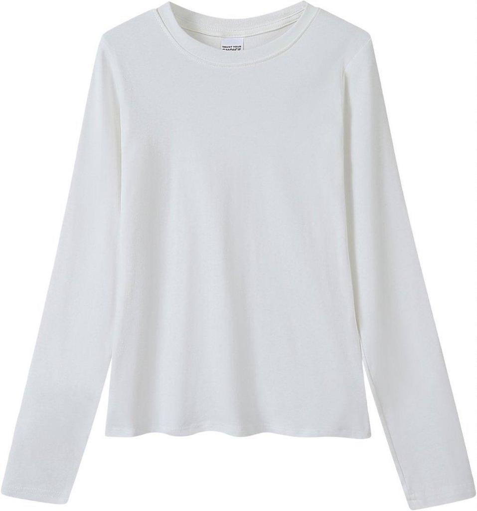 230g Women's Slim-Fit Long Sleeve Round Neck T-Shirt - Trendy, Versatile Casual Base Layer