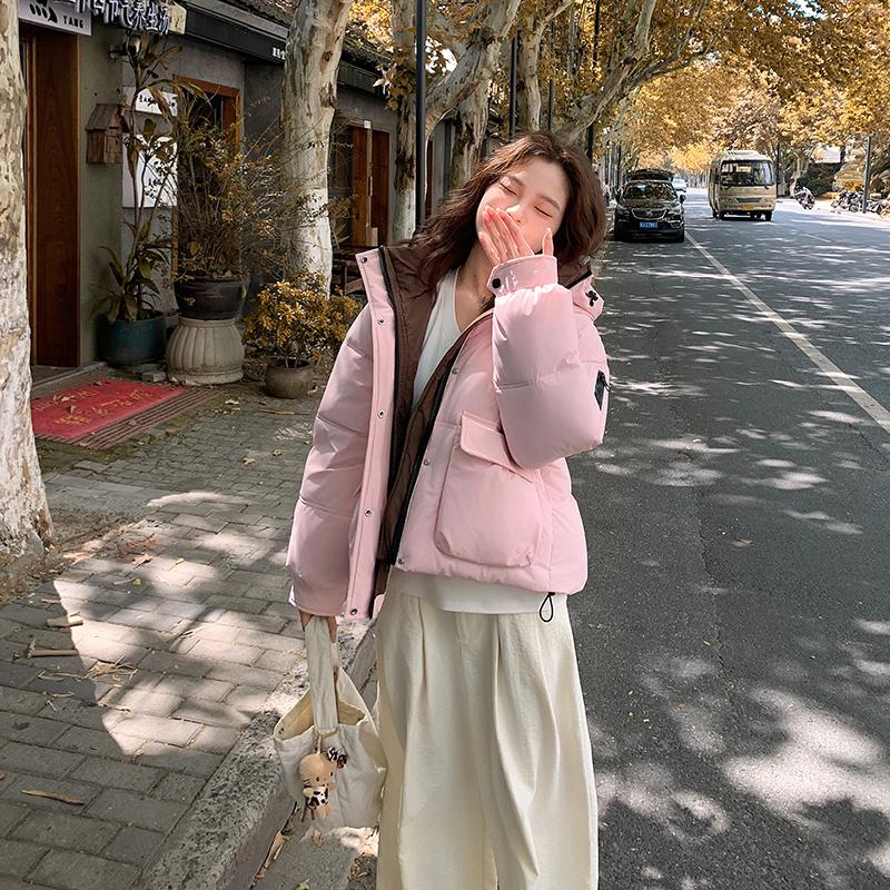 Jesień Zima Pogrubiona Ciepła Parka Kobiety Casual Słodki Jednolity Kolor Duża Kieszeń Luźny Płaszcz z Kapturem Kurtki Odzież Wierzchnia