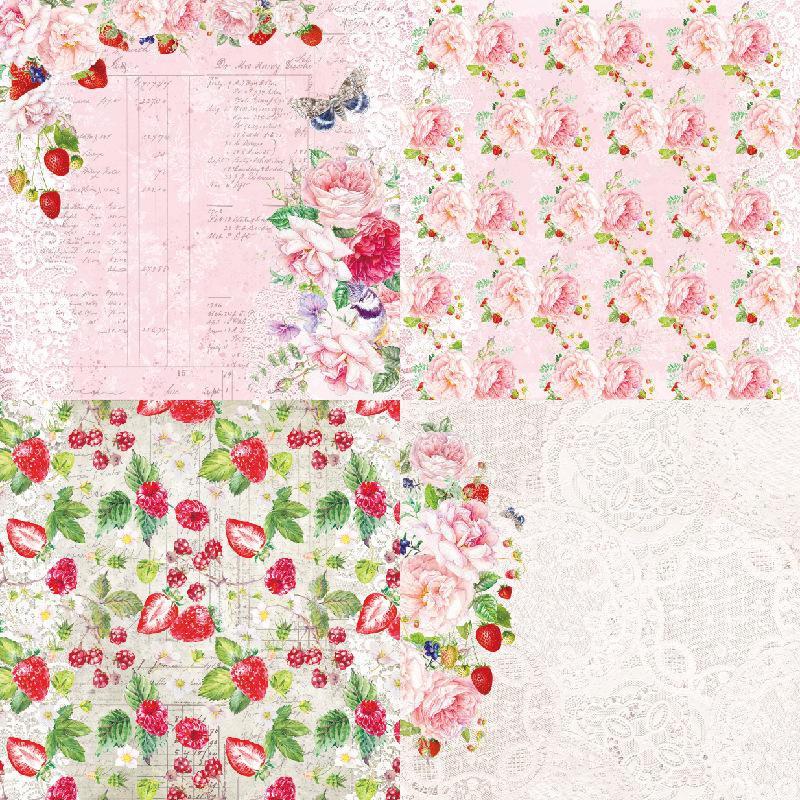 

12sheets or 24sheets 6 X6 Sweet Strawberry Scrapbook Paper Scrapbooking Patterned Paper Pack DIY Craft Background Paper