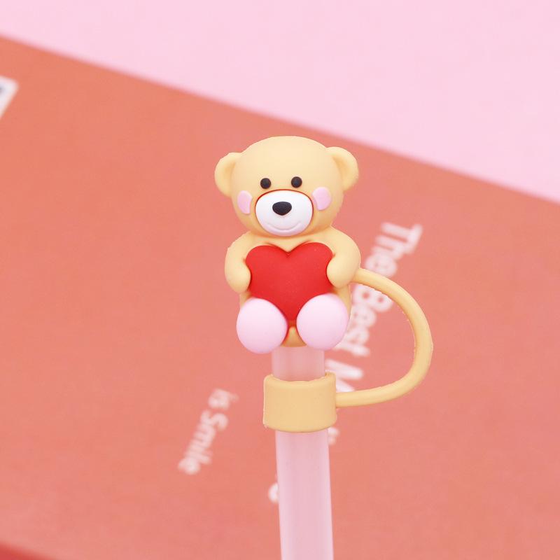 

1Pcs Silicone Straw Plug 3D Heart-shaped 10mm Drinking Straw Dust Cap Splash Proof Kitchen Tool Straw Tips Cover Cup Accessories