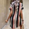 Women's Striped V-neck Dress Spring Summer Fashion Casual A-line Dress