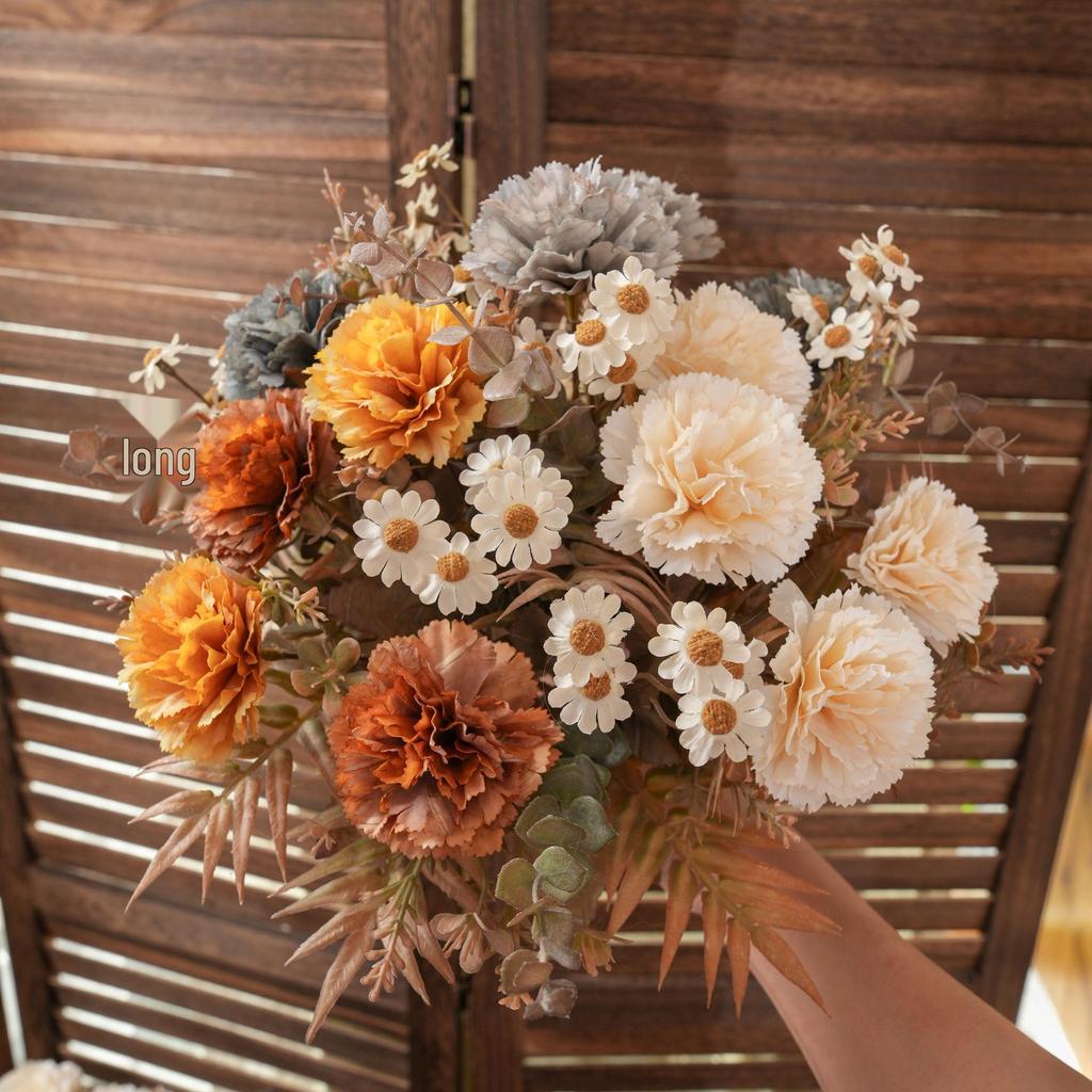 Autumn Carnation Rose Bouquet - Faux Flower Wall Decor for Home & Wedding
