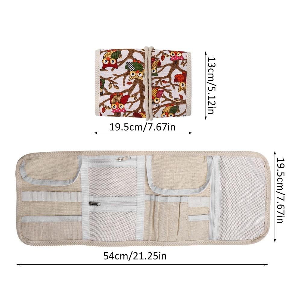 

Empty Organizer Crochet Hooks Storage Bag Roll Up Knitting Needle Storage Accessories Storage Owl Pattern