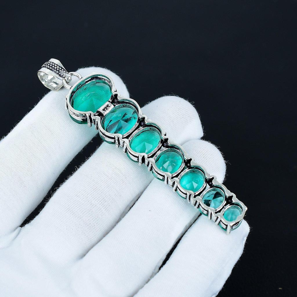 Green Apatite Pendant, 925 Sterling Silver Pendant, Handmade Pendant, Antique Pendant, Green Apatite Gemstone Pendant, Anniversary Gift