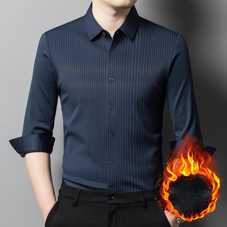 Мужская деловая повседневная флисовая рубашка — фото 5