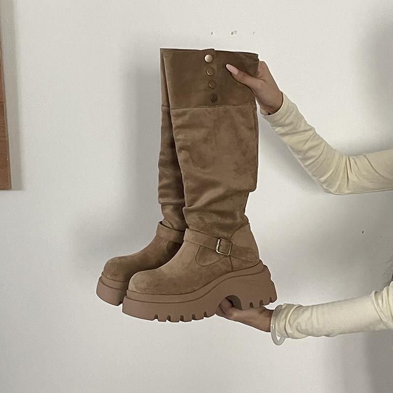 

Ретро универсальные и простые сапоги-трансформеры, женская зимняя мода, маленькие на толстой подошве, с высоким толстым каблуком, модные сапоги 40 хаки