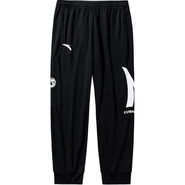 

Anta Удобные дышащие спортивные брюки средней посадки на шнурке с узором из букв, мужские базовые, черные 152431358-1 M