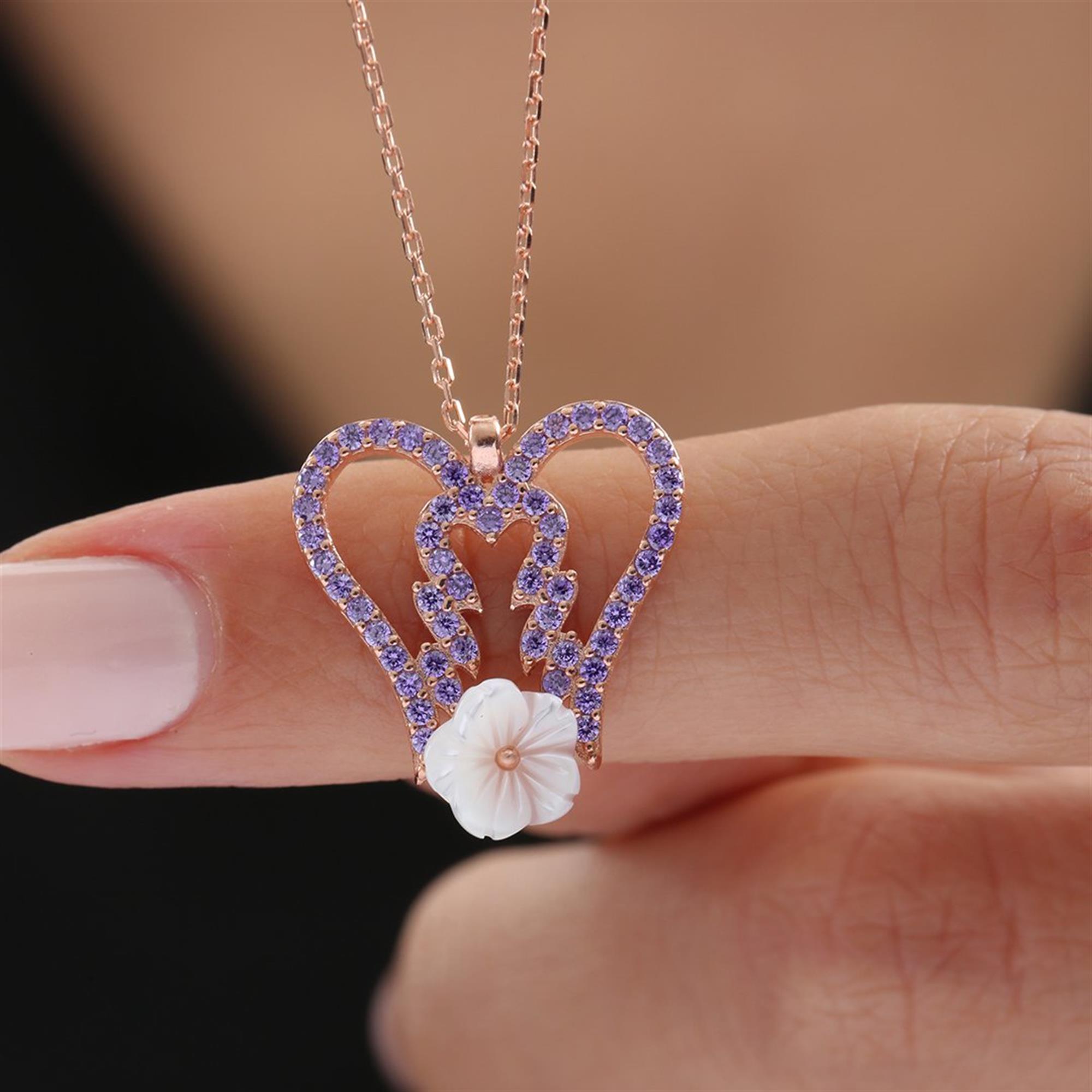 

Melek Kanadı Manolya Çiçeği Rose Renk Flowers Gümüş Kolye