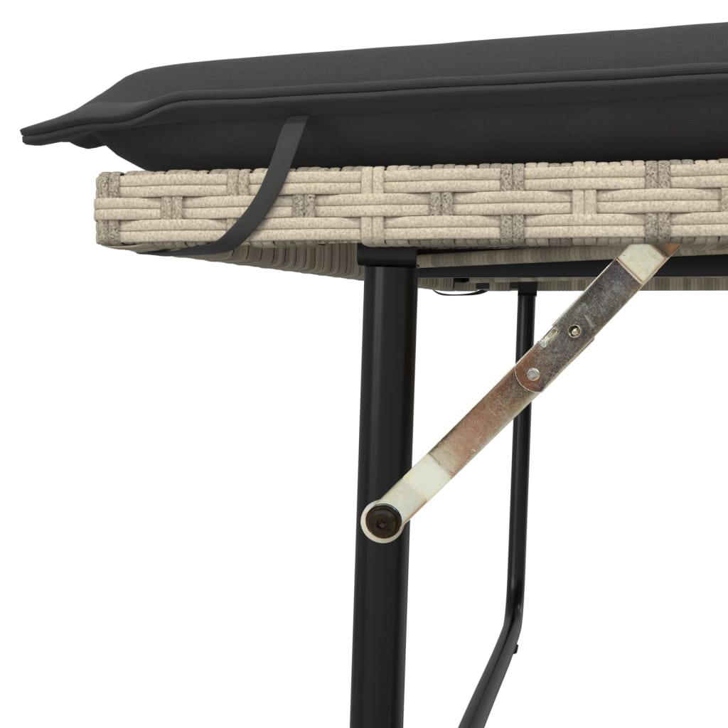 Garden Bench with Cushions and Footstool Light Grey Poly Rattan